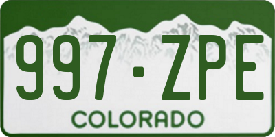 CO license plate 997ZPE