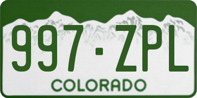 CO license plate 997ZPL