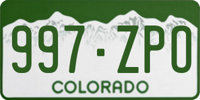 CO license plate 997ZPO