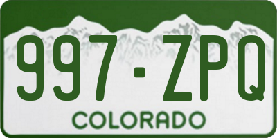 CO license plate 997ZPQ