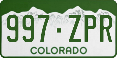 CO license plate 997ZPR