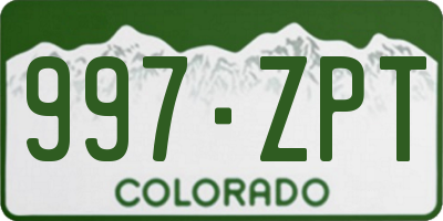 CO license plate 997ZPT