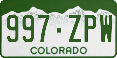 CO license plate 997ZPW
