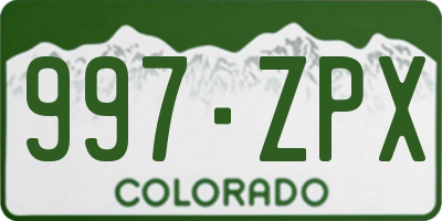 CO license plate 997ZPX