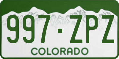 CO license plate 997ZPZ