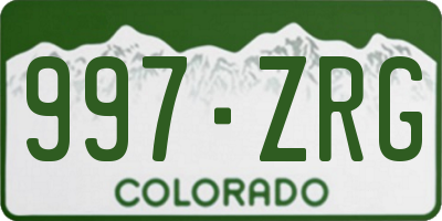 CO license plate 997ZRG