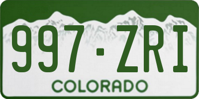 CO license plate 997ZRI