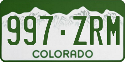 CO license plate 997ZRM