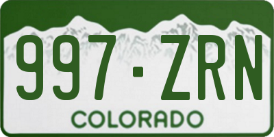 CO license plate 997ZRN
