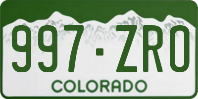 CO license plate 997ZRO