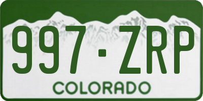CO license plate 997ZRP