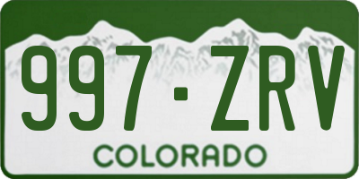 CO license plate 997ZRV