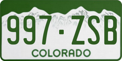 CO license plate 997ZSB