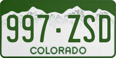 CO license plate 997ZSD