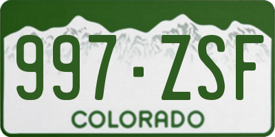 CO license plate 997ZSF