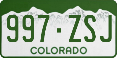 CO license plate 997ZSJ