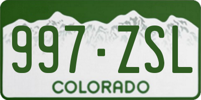 CO license plate 997ZSL