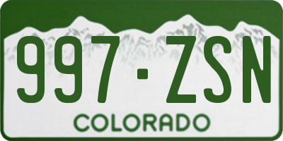 CO license plate 997ZSN