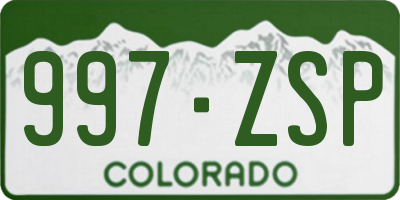 CO license plate 997ZSP