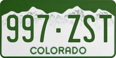 CO license plate 997ZST