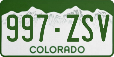 CO license plate 997ZSV