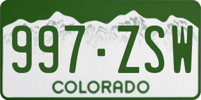 CO license plate 997ZSW