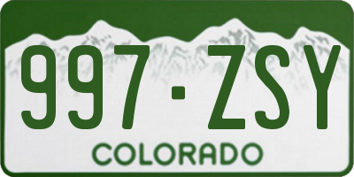 CO license plate 997ZSY