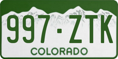CO license plate 997ZTK