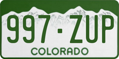 CO license plate 997ZUP