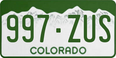 CO license plate 997ZUS