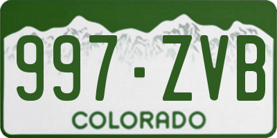 CO license plate 997ZVB