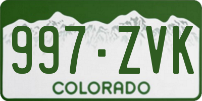 CO license plate 997ZVK
