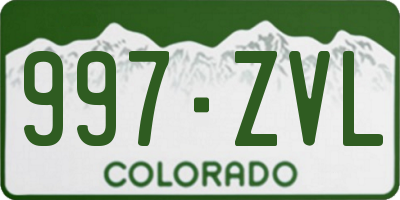 CO license plate 997ZVL