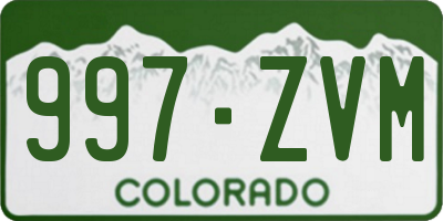 CO license plate 997ZVM