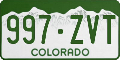 CO license plate 997ZVT