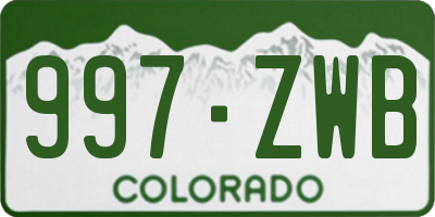 CO license plate 997ZWB