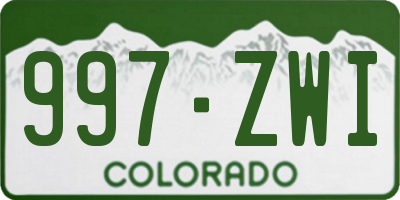 CO license plate 997ZWI
