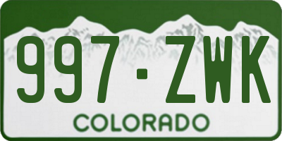 CO license plate 997ZWK