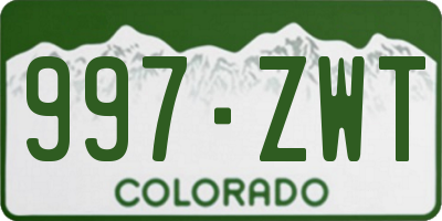 CO license plate 997ZWT