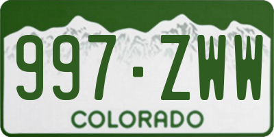 CO license plate 997ZWW