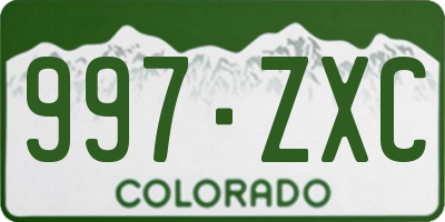 CO license plate 997ZXC