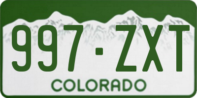 CO license plate 997ZXT