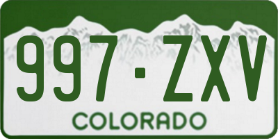 CO license plate 997ZXV