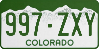 CO license plate 997ZXY