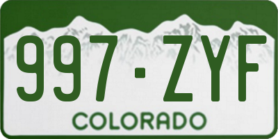 CO license plate 997ZYF