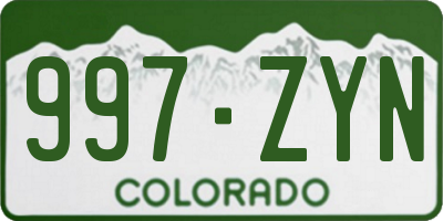 CO license plate 997ZYN