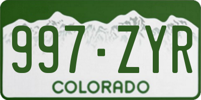 CO license plate 997ZYR