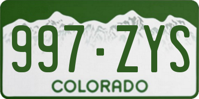 CO license plate 997ZYS