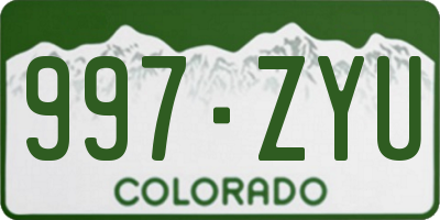 CO license plate 997ZYU