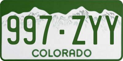 CO license plate 997ZYY